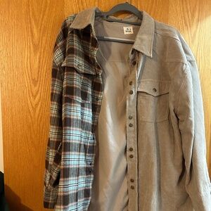 Medium flannel/solid tan jacket
